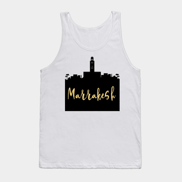 MARRAKESH MOROCCO DESIGNER SILHOUETTE SKYLINE ART Tank Top by deificusArt